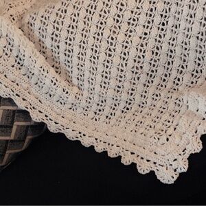 Handmade Crochet Vintage Afghan in Ivory